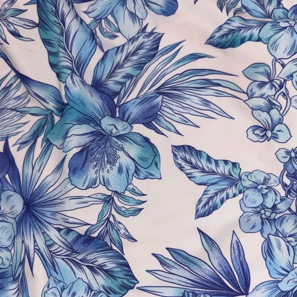 Caribbean Joe White One-Shoulder One-Piece Swimsuit with Blue Floral Print - Picture 3 of 5